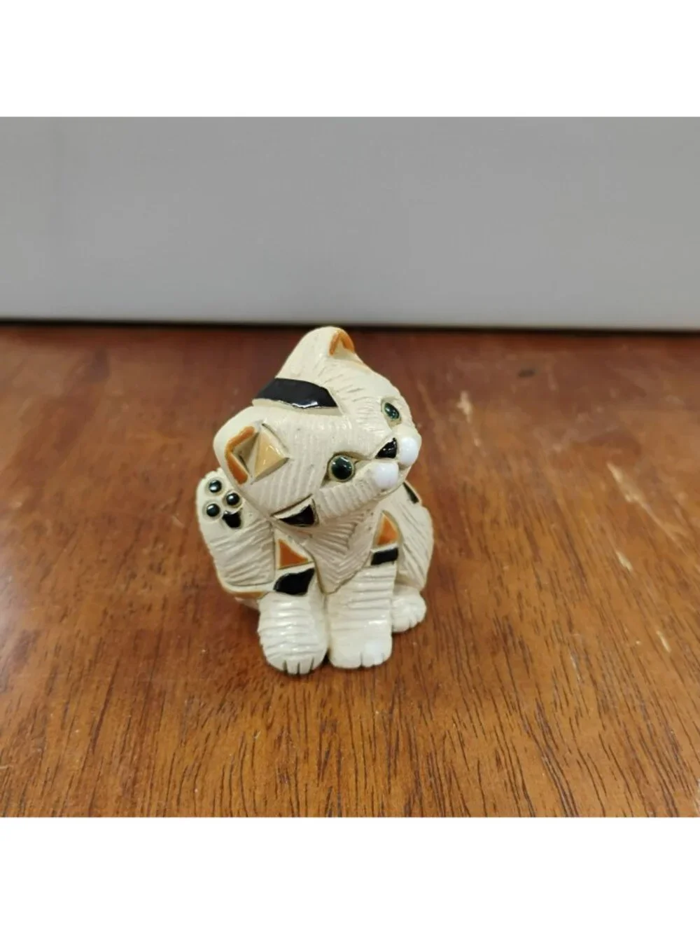 Artesania Rinconada Hand Made Calico Cat Figurine Uruguay Ceramic Kitten